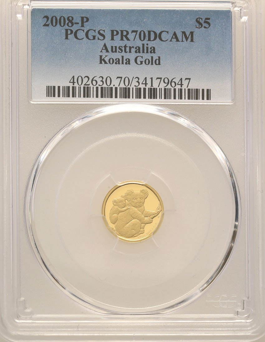 Australia. 5 dolarów 2008 PCGS PR70 DCAM